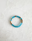 Ocean Blue Glass and Sandalwood Bracelet