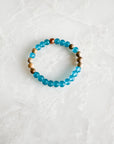 Ocean Blue Glass and Sandalwood Bracelet