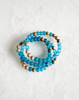 Ocean Blue Glass and Sandalwood Bracelet