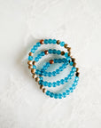 Ocean Blue Glass and Sandalwood Bracelet