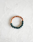 Teal Green Lava and Cedar Bracelet