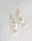 Vintage Mother of Pearl Carved FIsh Earrings