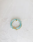 Aqua Glass & Gold Bracelet Set