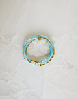 Aqua Glass & Gold Bracelet Set