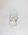 Aqua Glass & Gold Bracelet Set